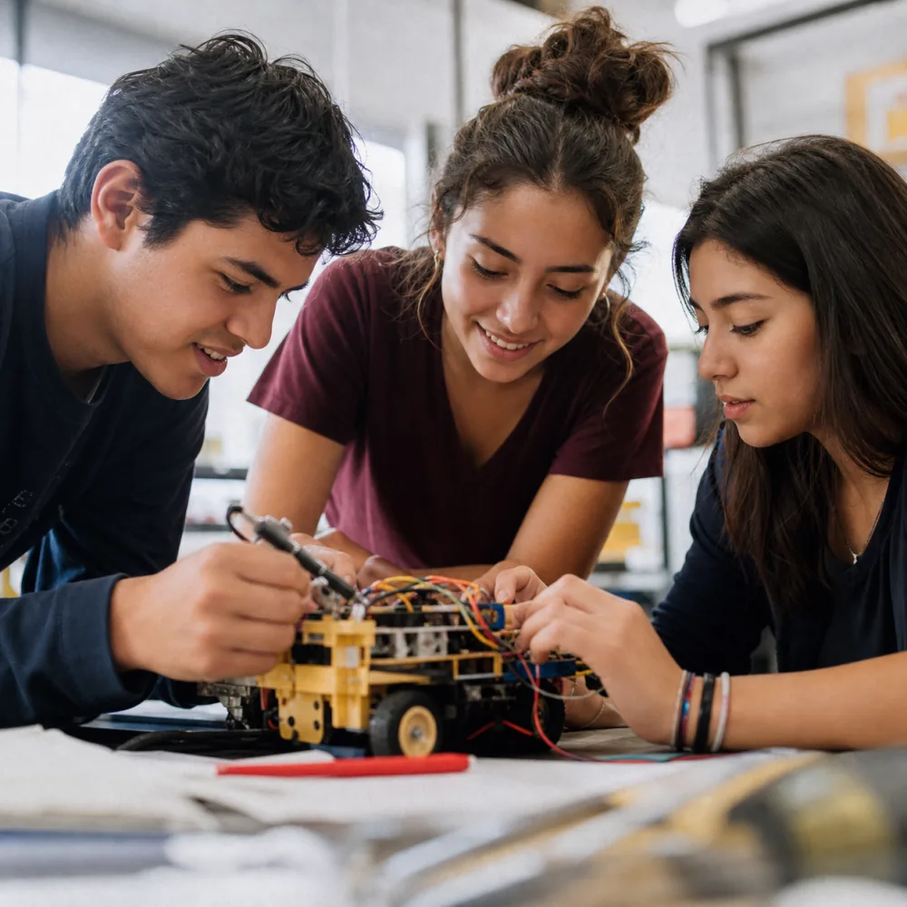 Estudiantes colaboran en un proyecto académico